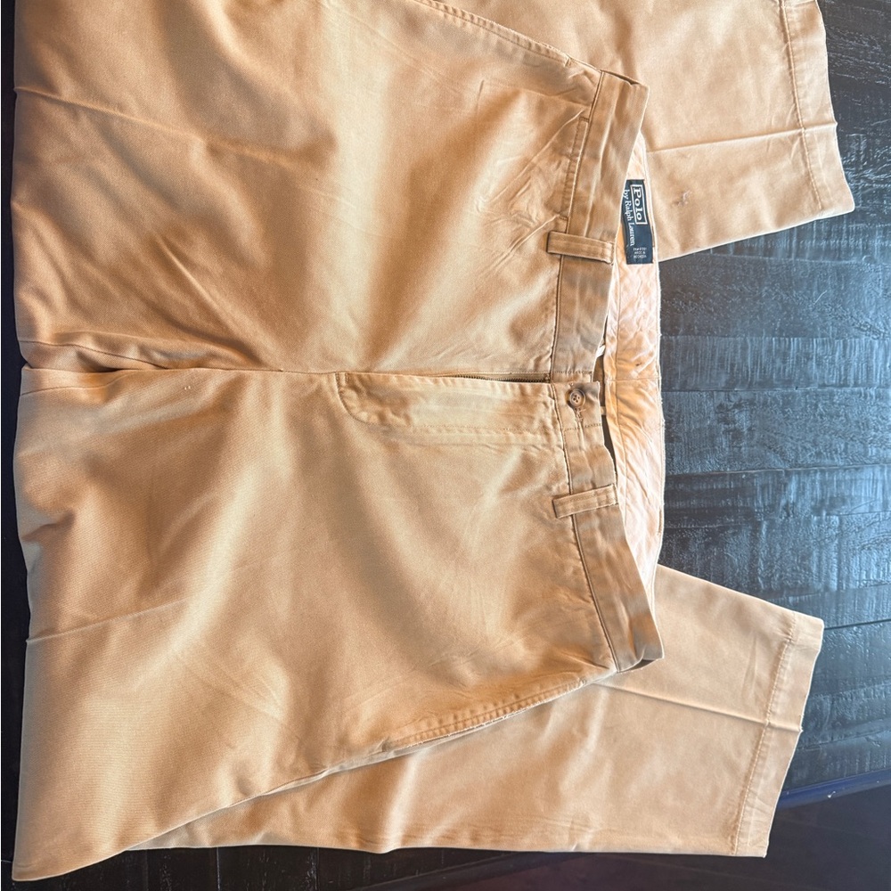 RALPH LAUREN Polo Tan Khaki Chino Pants 36 x 32 Flat Front